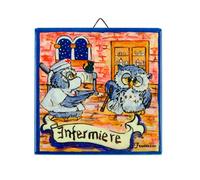 fd-bolletta arredamento e illuminazione Mattonelle Ceramica,Piastrelle Decorate, mattonelle per Interno,Targa Parete,mattonella mestiere Infermiere mm21 Misure:H 10cm x 10cm