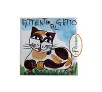 fd-bolletta arredamento e illuminazione Mattonelle Ceramica, Piastrelle Decorate, mattonelle per Interno, Targa Gatto ma5 Misure: H 10cm, Larghezza 10cm, Spessore da 8mm a 13mm