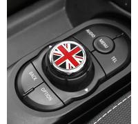 FDAIUN 2 pezzi adesivi in pelle per auto Multimedia Bottone, copertura per bottoni, compatibile con BMW mini F series F54 F55 F56 F57 accessori interni (nero rosso)
