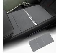 FDAIUN Kit per console centrale Wrap per Tesla Model 3 highland 2024 accessori bracciolo alcantarn adesivo decorativo protezione console copertura 3 pezzi (grigio scuro)