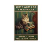 FDBEKPJY 2 poster su tela con scritta "That's What I Do, I Read Books, I Drink Coffee And I Know Things", decorazione per soggiorno e camera da letto, 20 x 30 cm