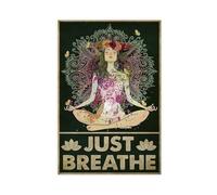 FDBEKPJY Poster su tela con scritta "Girl Yoga Just Breathe", decorazione per camera da letto, 60 x 90 cm