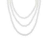 FDCGAS 1 PCS Collana Perle Donna,Collana Perle Charleston Accessori Charleston Collana Perle Anni 20 Collana Donna Gatsby Collana di Perle Sposa Collana Perle Donna Bianco(3 strati)