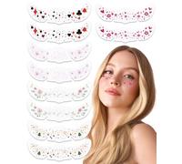 FDCGAS 10 pcs Adesivi per Tatuaggi di Lentiggini,dorati con glitter temporanei,adesivi per il viso,anti-sudore,impermeabili,per i Festival Musicali di Halloween Festa in Maschera,carnevale
