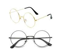 FDCGAS 2 pezzi retrò classici occhiali rotondi, unisex, per completare costume Babbo Natale, detective, scolaro, carnevale, Halloween, cosplay, festa in costume