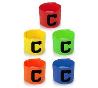 FDCGAS 5 pcs Fascia da Capitano Calcio,fascia capitano,Professionale Fascia da Capitano Calcio Elastico Regolabile Polsino Elastico Regolabile Standard C per Bambini Adulti Sport Calcio e Rugby
