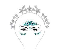 FDCGAS Cerchietto con stelle glitterate Tatuaggi Faccia, Fascia per Capelli a Stella, Tatuaggi Temporanei Tatuaggi Glitter Fascia per Capelli con Stelle Strass Viso, per Matrimoni Carnevale Feste