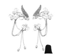 FDCGAS Polsini Orecchie Elfo Ear Cuff,1Paio Polsini dell'orecchio dell'elfo Gotico di Orecchini d'Argento Orecchini a Clip dell'orecchio dell'Annata di Cosplay, Ali d'Angelo Orecchini Avvolgenti