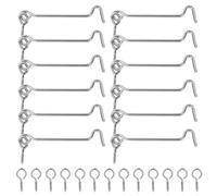 FdcLixuvol 12 ganci tempesta con occhielli, in acciaio inox, con gancio di chiusura, colore argento, viti di fissaggio per porte, finestre, finestre, finestre, porte da giardino, porte da fienile (9,2