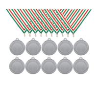FDCOPPE MEDAGLIA in Metallo Diametro Ø 40mm. Set 10 Pezzi Complete di NASTRINI E Personalizzazione Compresa nel Prezzo (2 - Colore Argento)