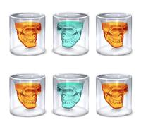 FDDU Bicchieri Amaro Vetro Doppia Parete, 6 Pezzi Tazzine Borosilicato, Scheletro Tazza Vodka, Bicchiere Vodka Cristallo, Tazza di Rum Scheletro per Case, Caffetterie, Ristoranti, Bar e Feste(25ML)