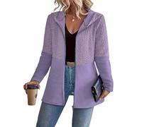 FDDYA Giacche e cappotti da donna, giacca alla moda a maniche lunghe, giacca in maglia a trecce, cardigan testurizzato a maniche lunghe, felpe con coulisse, cappotti e capispalla(Purple,3XL)