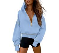 FDDYA Women's 2025 Fall Hooded Sweatshirts,Trendy Queen Half Zip Pullover Hoodies, Jackets Fall Fashion Outfits Clothing(Blu,XXL)