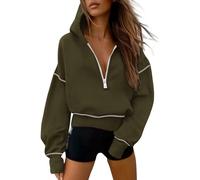FDDYA Women's 2025 Fall Hooded Sweatshirts,Trendy Queen Half Zip Pullover Hoodies, Jackets Fall Fashion Outfits Clothing(Army green,XL)
