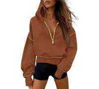 FDDYA Women's 2025 Fall Hooded Sweatshirts,Trendy Queen Half Zip Pullover Hoodies, Jackets Fall Fashion Outfits Clothing(Caramel,XXL)