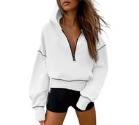 FDDYA Women's 2025 Fall Hooded Sweatshirts,Trendy Queen Half Zip Pullover Hoodies, Jackets Fall Fashion Outfits Clothing(White,XL)
