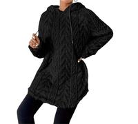 FDDYA Womens Fuzzy Sharpa Hoodies,Oversized Hooded Sweatshirt Casual Winter Coat, Pullover Long Sleeve Sport Casual Jacket(Black,XXL)