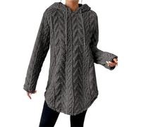 FDDYA Womens Fuzzy Sharpa Hoodies,Oversized Hooded Sweatshirt Casual Winter Coat, Pullover Long Sleeve Sport Casual Jacket(Gray,XXL)