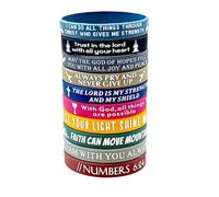FDEETY 10 Pezzi Braccialetti Silicone Messaggi Motivazionali Cristiani Bibbia Versetti Elastici Colorati Unisex