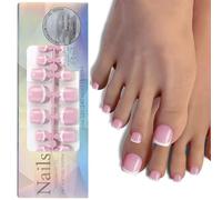 FDEETY 120 Pezzi Unghie Finte da Donna Corte Quadrato Copertura Completa Press On Nails 12 Misure Elegante Punta Francese Disegni Set Unghie Accessori di Bellezza(SET C)