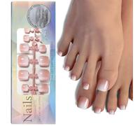 FDEETY 120 Pezzi Unghie Finte da Donna Corte Quadrato Copertura Completa Press On Nails 12 Misure Elegante Punta Francese Disegni Set Unghie Accessori di Bellezza(SET A)
