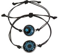 FDEETY 2 Pezzi Braccialetti Celesti Sole Luna Regolabili Cordino Nero Ciondolo Rotondo Gioielli Ragazzi Bambini Adolescenti