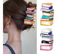 FDEETY 2 Pezzi Mollettone Capelli Donna Creativi Accessori Capelli libro Multicolore Clip Alla Moda Resistente Ideale l'abbigliamento Quotidiano Feste(Giallo,Rosso)
