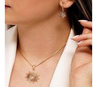 FDEETY 2 Pezzi Parure Gioielli Sole Raggiante Collana Pendente Orecchini Cristallo Brillante Donna Elegante Set Accessori
