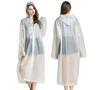 FDEETY 2 Pezzi Poncho Antipioggia, Impermeabile Trasparente EVA per Uomo e Donne, Impermeabili Riutilizzabili Portatili con Cappuccio e Maniche per Campeggio, Alpinismo, Ciclismo, Attività All'aperto