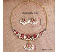 FDEETY 2 Pezzi Set Gioielli Indiani Collana Pendente Goccia Cristallo Orecchini Perla Bianca Catena Dorata Elegante Cerimonia Matrimonio