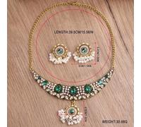 FDEETY 2 Pezzi Set Gioielli Indiani Collana Pendente Goccia Cristallo Orecchini Perla Bianca Catena Dorata Elegante Cerimonia Matrimonio