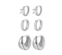 FDEETY 3 Paia Orecchini Cerchio Geometrici Brillanti Cristallo Zirconia Cubica Piccoli Huggie Donna