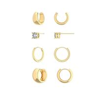 FDEETY 4 Paia Orecchini Cerchio Piccoli Huggie Oro Lucidi Minimalisti Zirconia Cubica Donna Eleganti Gioielli Quotidiani