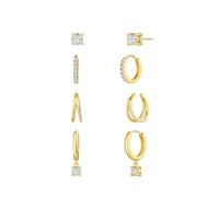 FDEETY 4 Paia Orecchini Cerchio Zirconia Cubica Placcati Oro 14k Orecchini Donna Piccoli Huggie Orecchini Perno Eleganti