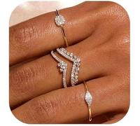 FDEETY 4 Pezzi Anelli Donna Set Anello con Zirconi 14K Set Anelli Regolabili Ipoallergenico Adatto Alla Vita Quotidiana Abbigliamento Festa(Sizes-6)