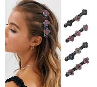 FDEETY 4 Pezzi Mollette Capelli Fiore Brillante Fermagli Decorativi Accessori Acconciatura Eleganti Clip Cristallo
