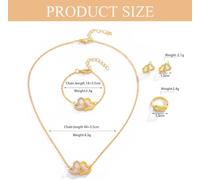 FDEETY 4 Pezzi Set Gioielli Cuori Intrecciati Collana Bracciale Anello Orecchini Cristallo Brillante Parure Elegante Donna