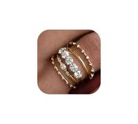 FDEETY 5 Pezzi Anelli Impilabili Oro 14k Zirconia Cubica Brillante Sottili Eleganti Femminili Lussuosi Scintillanti Eterni
