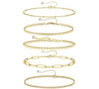 FDEETY 5 Pezzi Set Bracciali Catena Eleganti Cubani Tennis Strass Impilabili Donna Gioielli Accessori Quotidiani