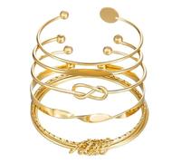 FDEETY 6 Pezzi Bracciali Rigidi Aperti Assortiti Eleganti Minimalisti Tondi Sottili Gioielli Donna Polso Accessori Quotidiani