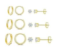 FDEETY 6 Pezzi Set Orecchini Cerchi Multipli Dimensioni Combinati Perni Zirconia Cubica Brillante Accessori Lobo Cartilagine