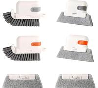 FDEETY 6 Pezzi Set Spazzole Pulizia Bagno Multifunzionali Ergonomiche Spazzola Angolare Raschietto Testine Sostituibili Accessori Pulizia Domestica