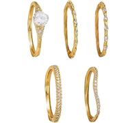 FDEETY Anello Con Zirconi Cubici In Oro Placcato Set Di 5 Anelli Sottili Eleganti Anello Di Fidanzamento Con Zirconi Cubici Anello Di Moda Per Donna