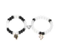 FDEETY Bracciale di coppia Amore Magnetico Bianco e Nero Confezione Bracciale Set Semplice Ciondolo Gatto Bracciale Regali Personalizzati Bracciale di Coppia