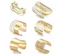 FDEETY Bracciale Donna 6 Pezzi Accessori Braccio in Lega Bobina Aperto Polsini da Braccio Spirale Ideali per Feste Festival Regalo e Look Punk（Oro）