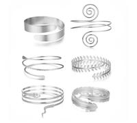 FDEETY Bracciale Donna 6 Pezzi in Lega Dichiarazione Braccio Superiore Gioielli da Sposa ideali per Feste Festival e Moda Quotidiana（Argento）