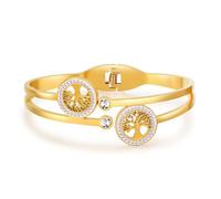 FDEETY Bracciale Donna Albero della Vita in Argento Sterling 925 con Zirconi Gioiello Elegante per Ogni Occasione(Oro)