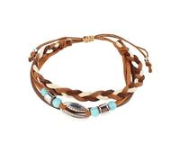 FDEETY Bracciale Donna Amicizia in Pelle Intrecciata con Perline Turchesi - Elegante Gioiello per Ragazza e Donna, Accessorio alla Moda per Tutte le Occasioni