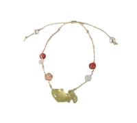 FDEETY Bracciale Donna Elegante con Ciondolo Pesce in Giada e Perline Colorate Moda Femminile Ideale per Ogni Occasione e Perfetto per Regalo Compleanno