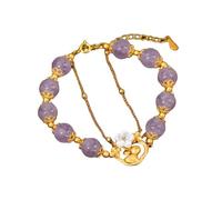 FDEETY Bracciale Donna Elegante con Perle Viola e Dettagli Dorati Bracciale Pandora Donna per Regalo Compleanno